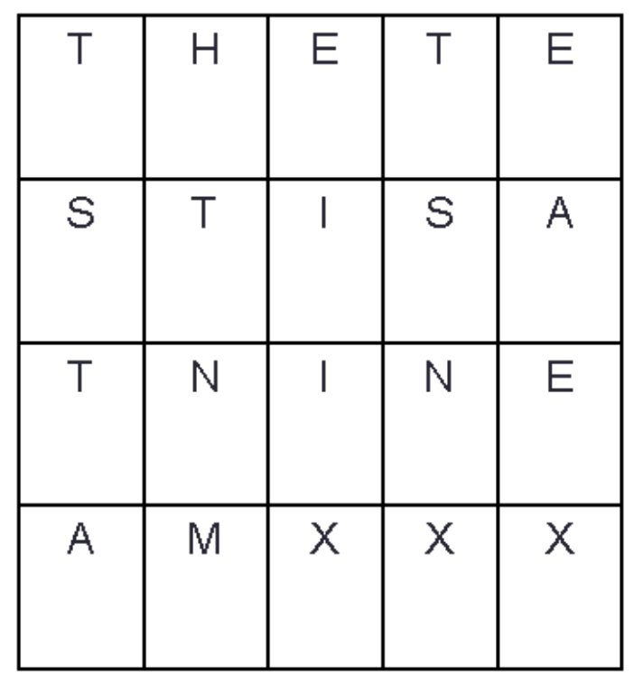 The letters are laid out in a 5x4 grid